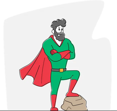 Male in Super Hero Costume  Illustration