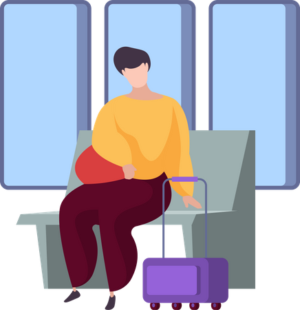 Male In Train  Illustration