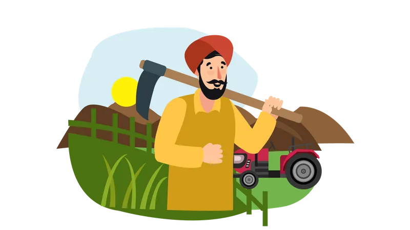 Male Indian farmer Illustration
