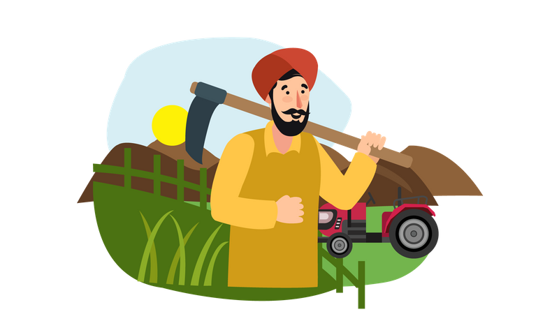 Male Indian farmer  Illustration