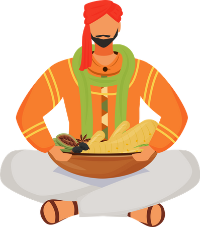 Male Indian with spices Illustration