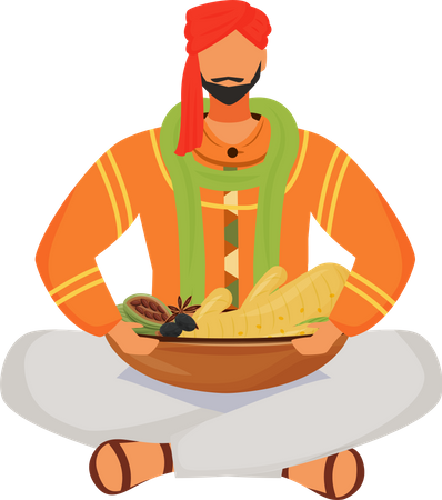 Male Indian with spices  Illustration