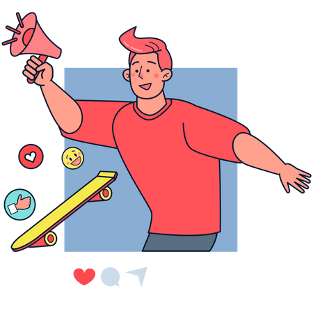 Male influencer doing social media marketing  Illustration