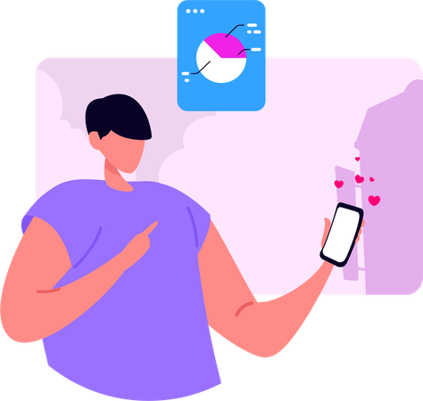 Male Influencer On Social Media  Illustration