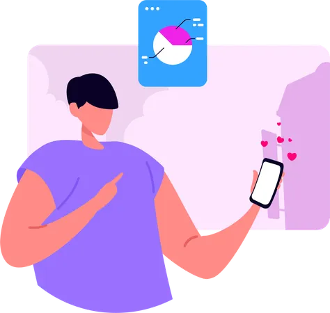 Male Influencer On Social Media  Illustration