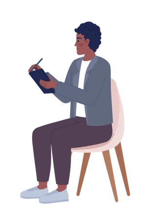 Male interviewer writing on clipboard Illustration