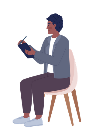 Male interviewer writing on clipboard  Illustration