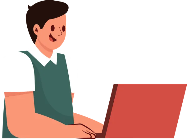 Male inventory manager working on laptop Illustration