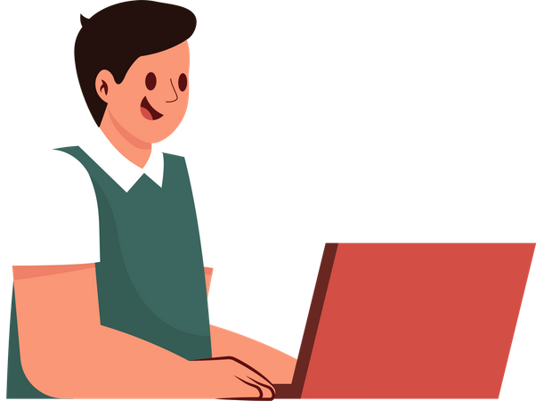 Male inventory manager working on laptop  Illustration