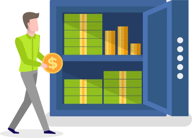 Male Investing Money  Illustration