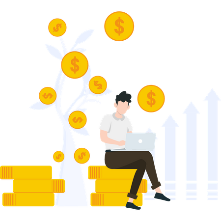 Male investor analyzing profit  Illustration