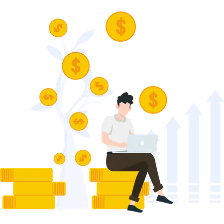 Male investor analyzing profit  Illustration