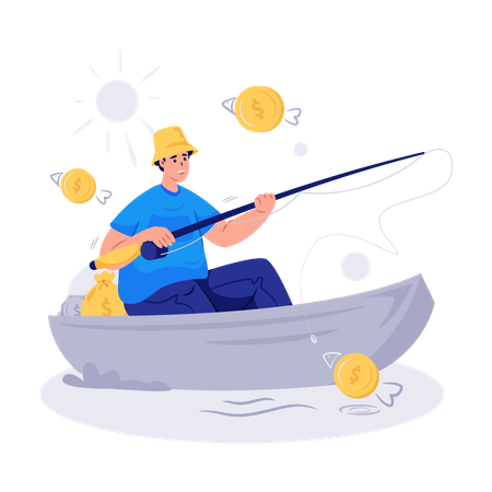 Male investor doing investment  Illustration