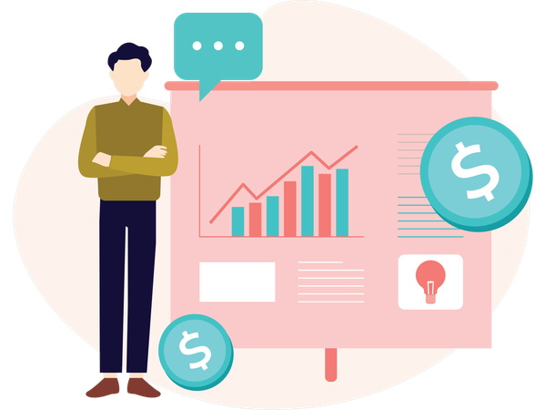 Male Investor getting profit  Illustration