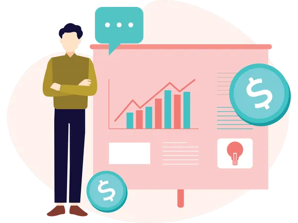 Male Investor getting profit  Illustration