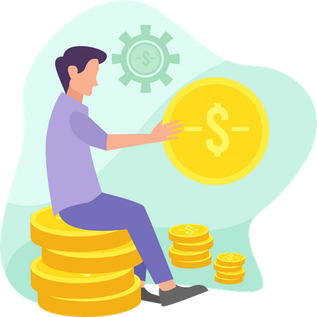 Male investor investing money  Illustration