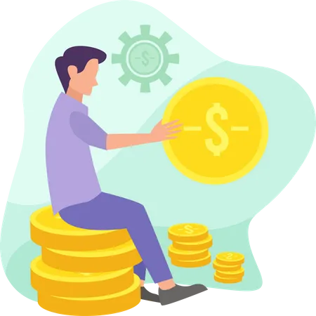 Male investor investing money  Illustration