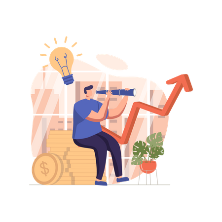 Male investor looking for investment opportunity Illustration