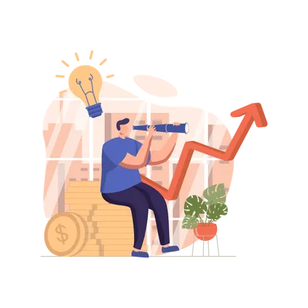 Male investor looking for investment opportunity  Illustration
