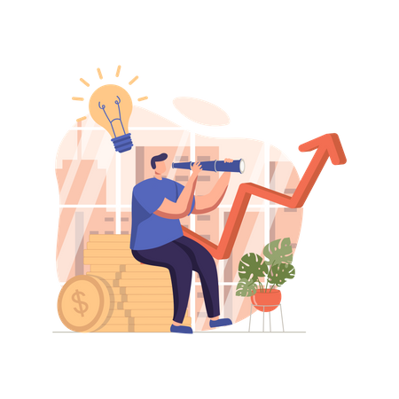 Male investor looking for investment opportunity  일러스트레이션