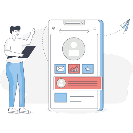 Male is pointing user profile  Illustration