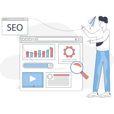 Male is showing SEO optimization  Illustration