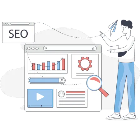 Male is showing SEO optimization  Illustration
