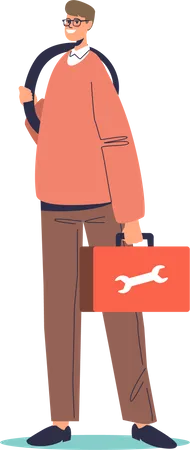 Male it worker with tool kit Illustration
