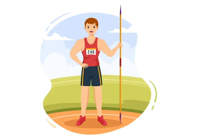Male javelin thrower Illustration