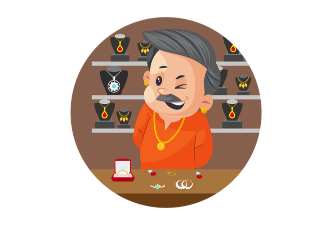 Male Jeweler Winking An Eye  Illustration