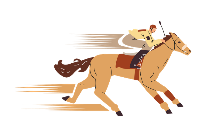 Male jockey during a race  Illustration