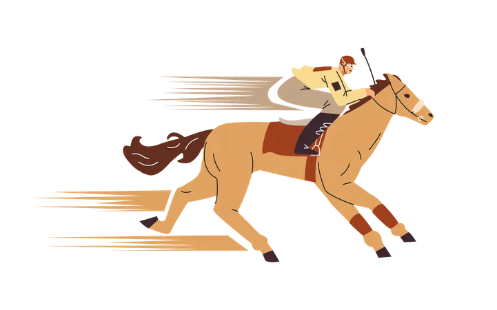 Male jockey during a race  Illustration