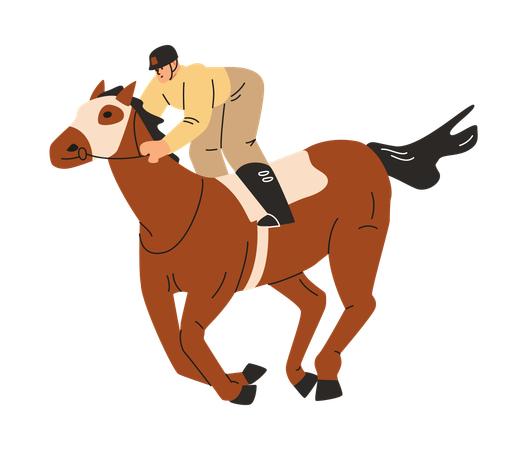 Male jockey on a horse  Illustration