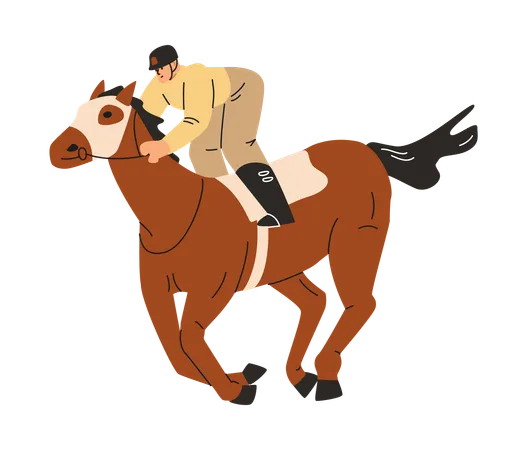 Male jockey on a horse  Illustration