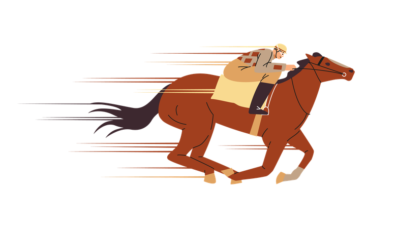 Male jockey on a horse  Illustration