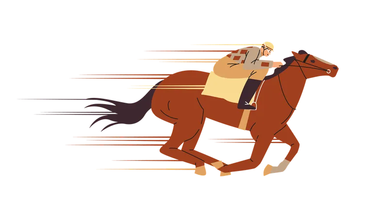 Male jockey on a horse  Illustration