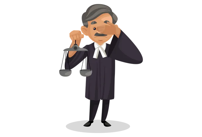 Male judge holding balancing tool in his hand Illustration