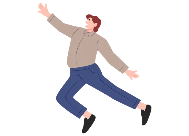 Male Jumping In Air  Illustration