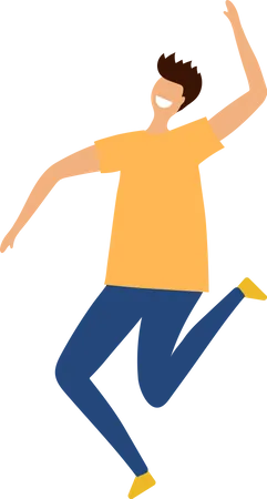 Male Jumping In Air  Illustration