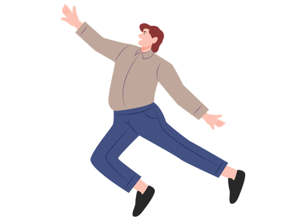 Male Jumping In Air  Illustration
