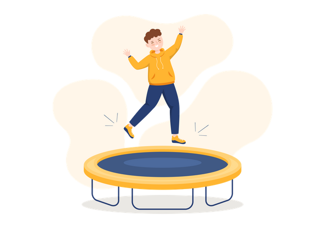 Male jumping on Trampoline  Illustration