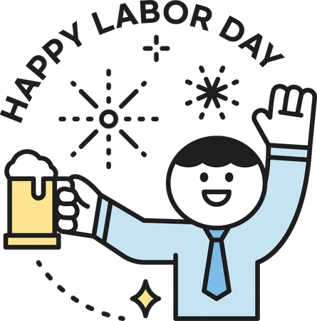 Male labor having beer  Illustration