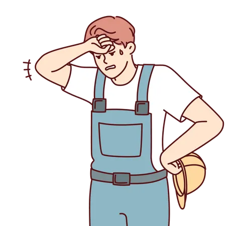 Male labor tired from work  Illustration