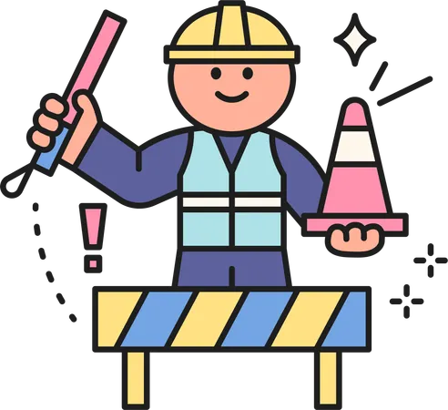 Male labor wearing safety helmet  Illustration