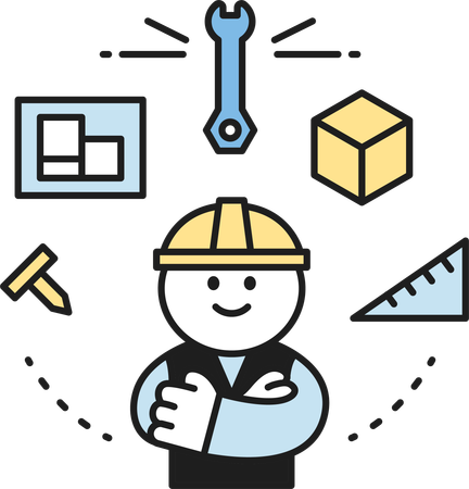 Male labor wearing safety helmet  Illustration