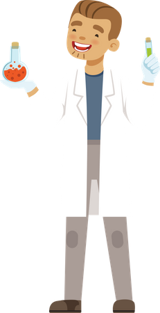 Male laboratory scientist doing experiment Illustration