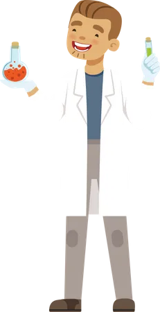 Male laboratory scientist doing experiment  Illustration