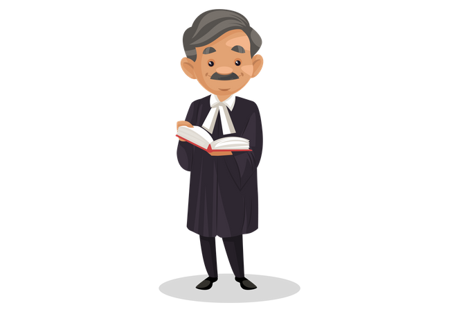 Male lawyer holding book in his hand Illustration