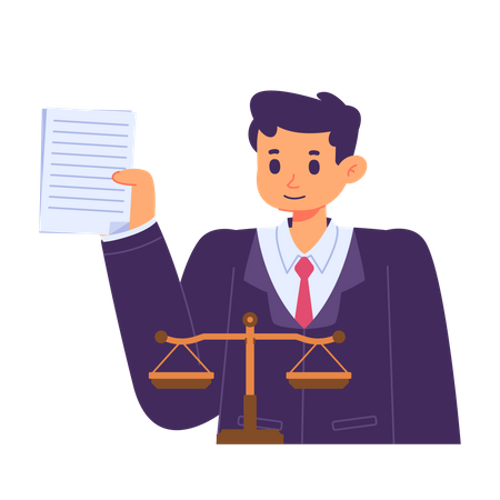 Male Lawyer holding law documents  Illustration