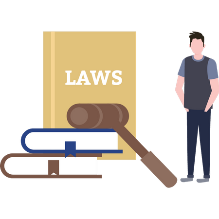 Male lawyer is reading law books  Illustration